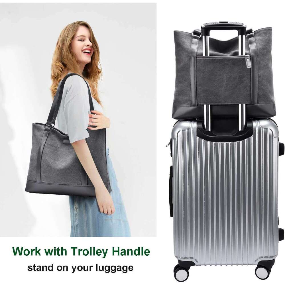 Large Tote Bags for Women 15.6 Inch Laptop Bag Lightweight Canvas Professional Work Briefcase