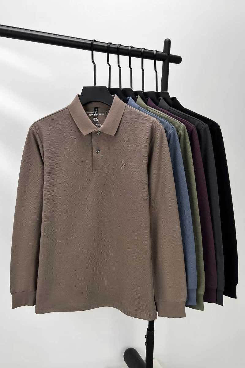 100% pure cotton mens long sleeve polo shirt autumn hot selling new style fashionable pony exquisite embroidery comfortable topXJ241225