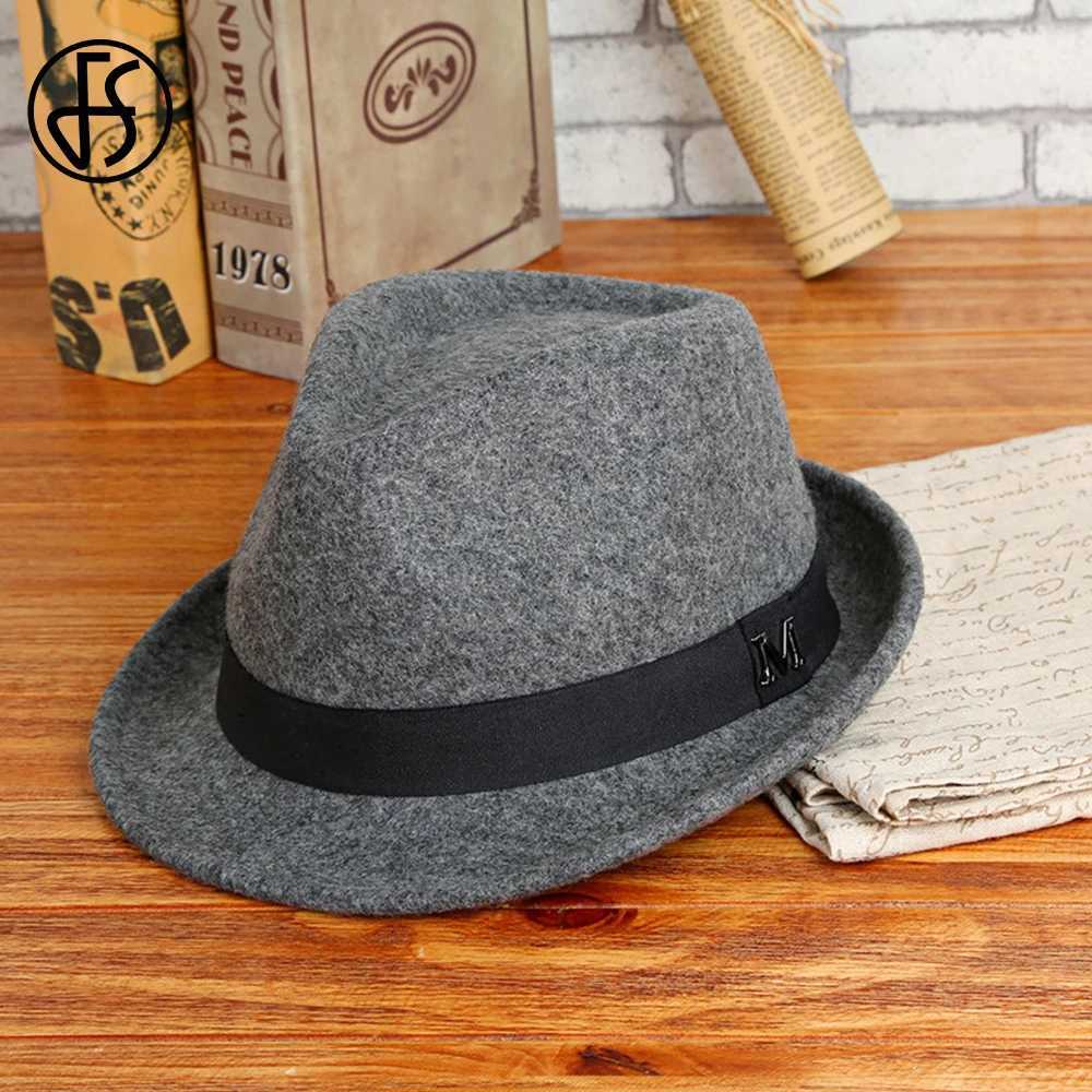 FS Gentleman Black Jazz Mens Pie Hat Trilby Panama C Winter Wool Felt Fedora Wedding Party Small Top Hat W241225