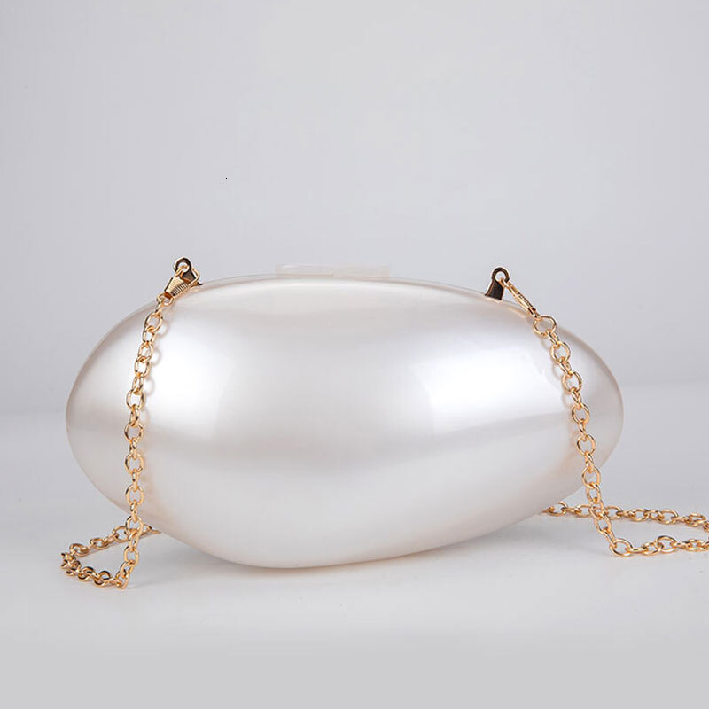 Pearl Acrylic Evening Bags Designer Clutch Purse Mini Women's Wallet Shell Chain Shoulder Crossbody Wedding Party Handbag