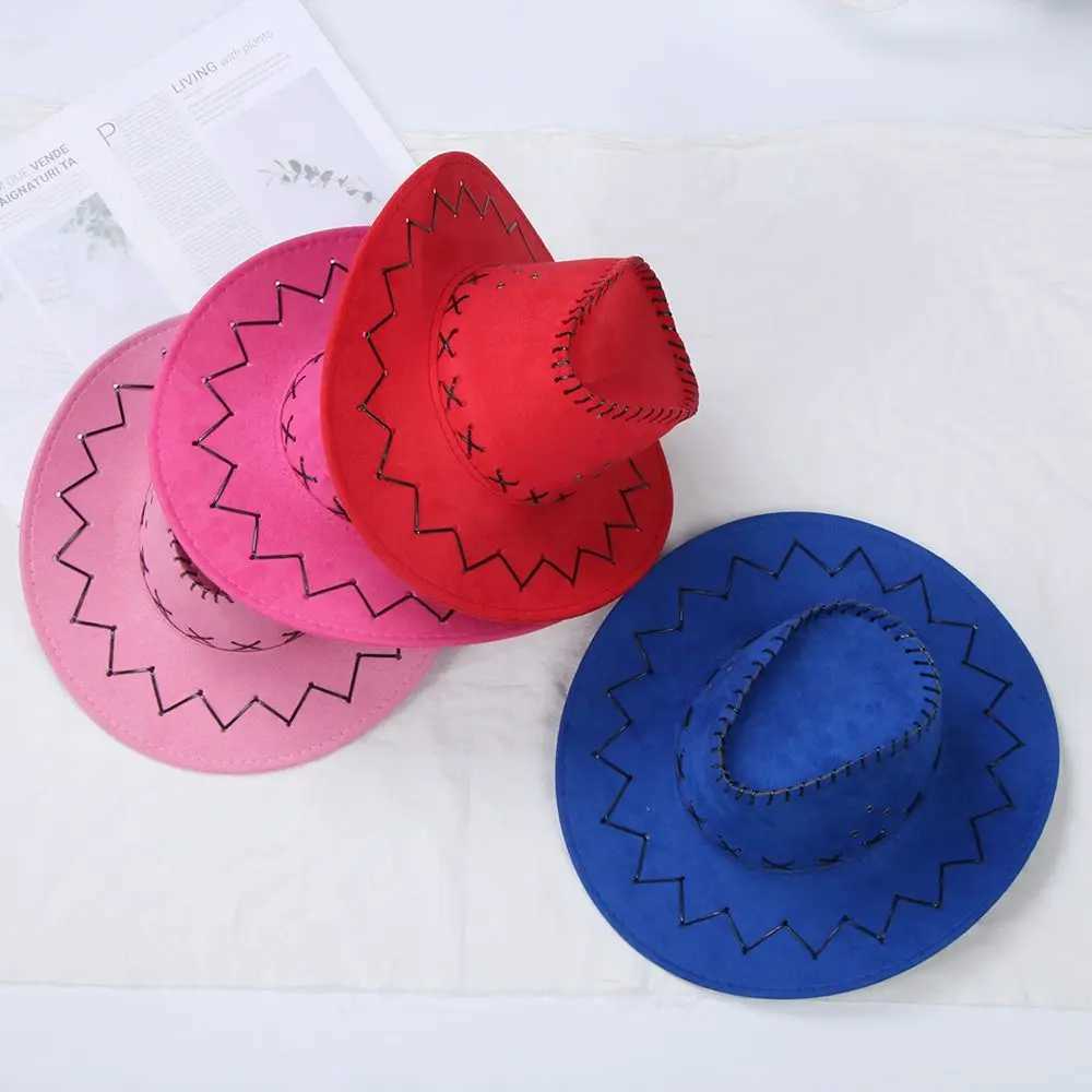 Fashionable unisex suede denim hat Fancy Dr Jazz hat Western Style Wide Brim Fedora hat Panama C Heear C W241225