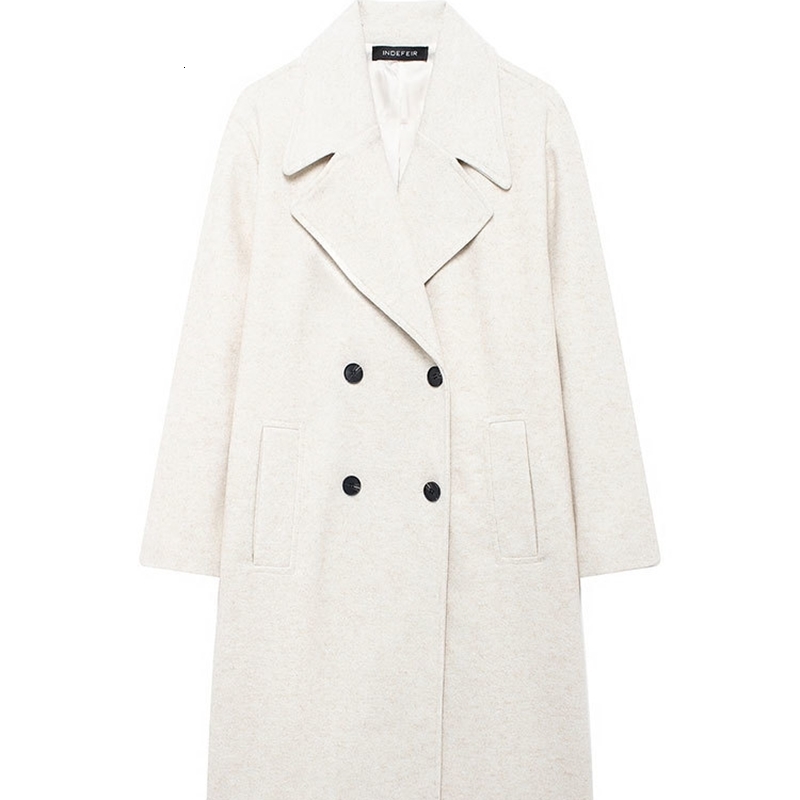 TRAFZA 2024 Autumn Women Loose Coat Lapel Double Breasted Long Sleeve Jacket Winter Warm Thick Vintage Solid Trench Outwear y241225