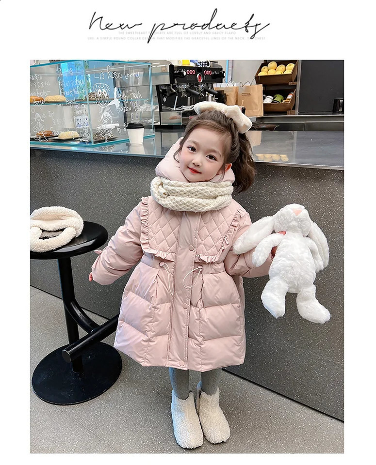 Winter Childrens down Jacket Western Style MidLength CottonPadded Baby Coat Woolen GirlscottonP 241225