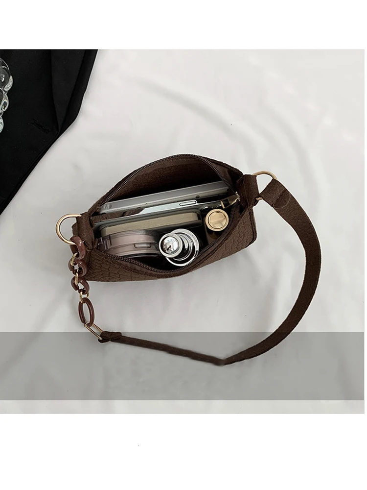 Wool Fiber Small Square New Korean Style Fashion Stone Pattern Shoulder Creative Bag For Women