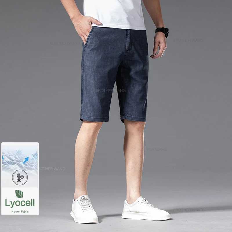 Classic style summer mens business thin denim shorts Lyocell fabric paired with stretch blue shorts mens brand W241226