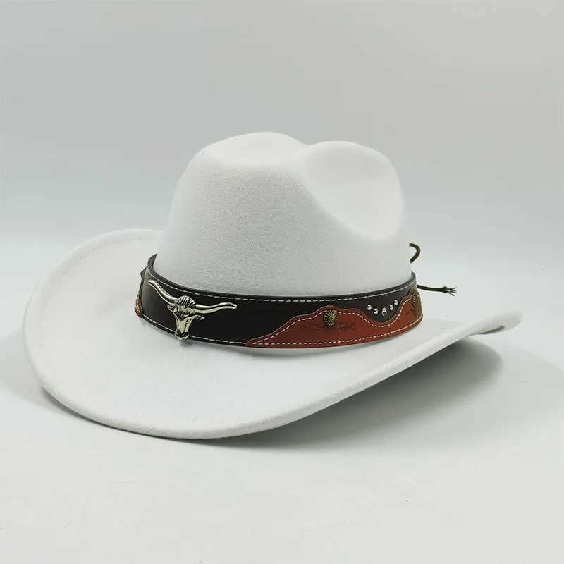 Retro Western Cowboy Hat Ethnic Belt Cowboy Hat Mens and Womens Hats Retro CS Sorero hombre sombrero vaquero hombre W241225
