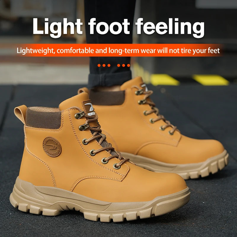 Comfortable Fashion Waterproof Security Work Safety Boots Protective Leather Boots Anti-smash Anti-puncture Industrial Shoes 241226