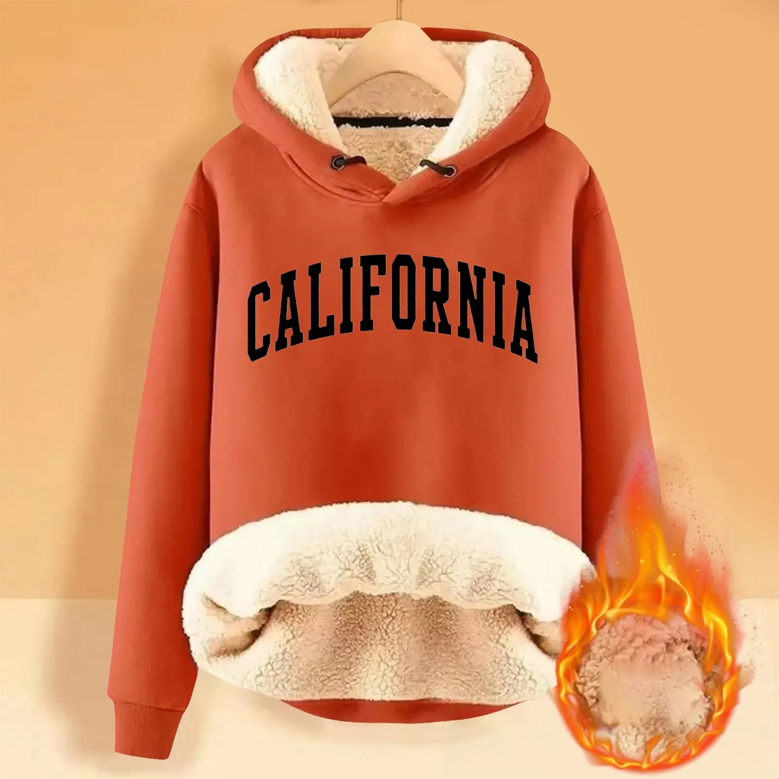 Womens Winter Padded Thickened Warm Solid Colour Multicolour Cardigan Lambswool Hooded Sweatshirt Jacket 241225