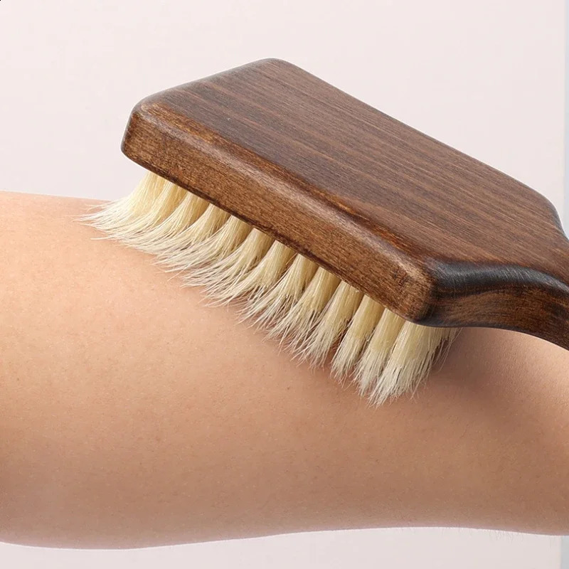 Skin Cuticle Grease solid wood Handle Bath Sponge Massage Shower Pig hair Bath Brush Body Back Cleaning Brush 241226