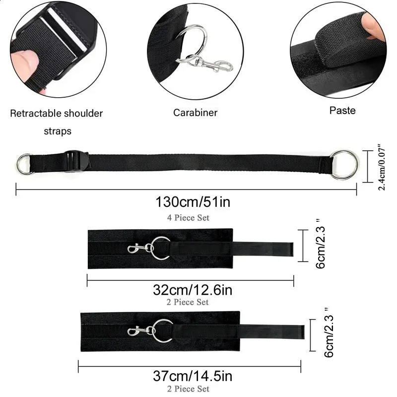 BDSM Bed Restraints Bondage Set Wrist Restraints Kit Adjustable Handcuffs Ankle Cuff Bed Bondage Straps 18 Sex Erotic Sex Toys 241226