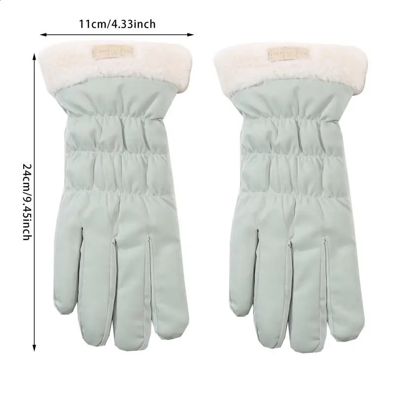 Cute Padded Gloves Women Winter Fleece Thickened Warm Cycling Mountaineering Skiing Plush Cotton Gloves 241226