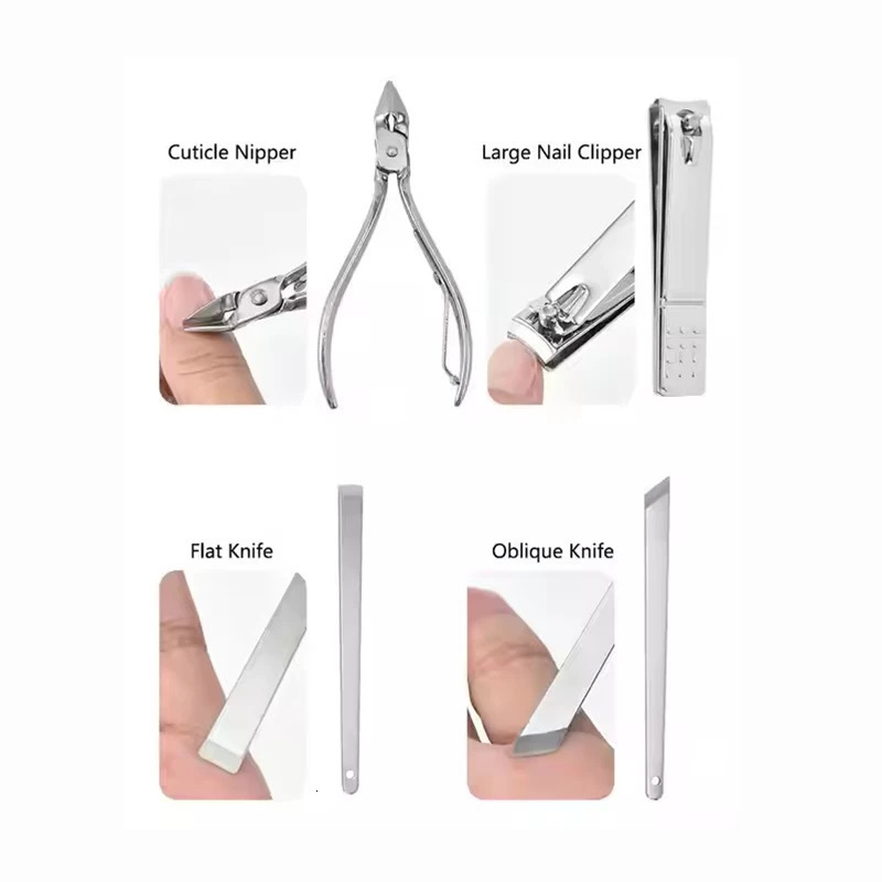 19pcs/Set Nail Clippers Fingernail and Toenail Clipper Cutters Stainless Steel Manicure Pedicure Kit with Travel Case 241225