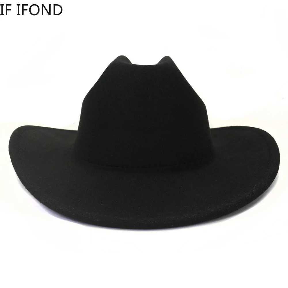 New Womens Mens Artificial Wool Western Cowboy Hat Winter Autumn Gentleman Jazz Cowboy Hat Cloche Sombrero Cs W241225