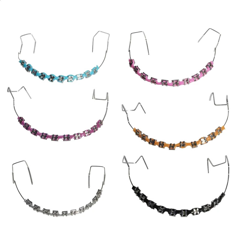 1pair Colorful Hook Temporary Tooth Decoration With Metal Wires Metal Bracket And Orthodontic Ligature Ties Dental Decorations 241226