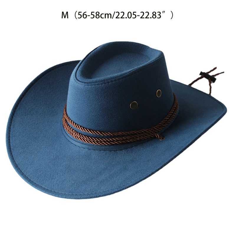 Retro Western Cowboy Hat Solid Color Potted Hat Wide Brown Hat Outdoor Sunshine Used for Hiking W241225