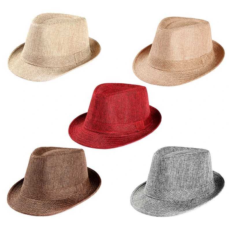 Breathable linen jazz hat mens summer cheap 1920s classic Panama hat performance party costume fashionable denim Cs retro W241225
