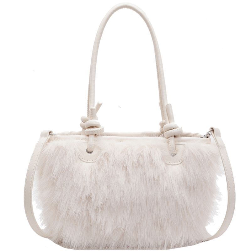 Women's Plush Simple and Compact Shoulder Bag 2025 Autumn/Winter New Handheld Bucket Bag Fashion Multi functional Commuter Crossbody Bag