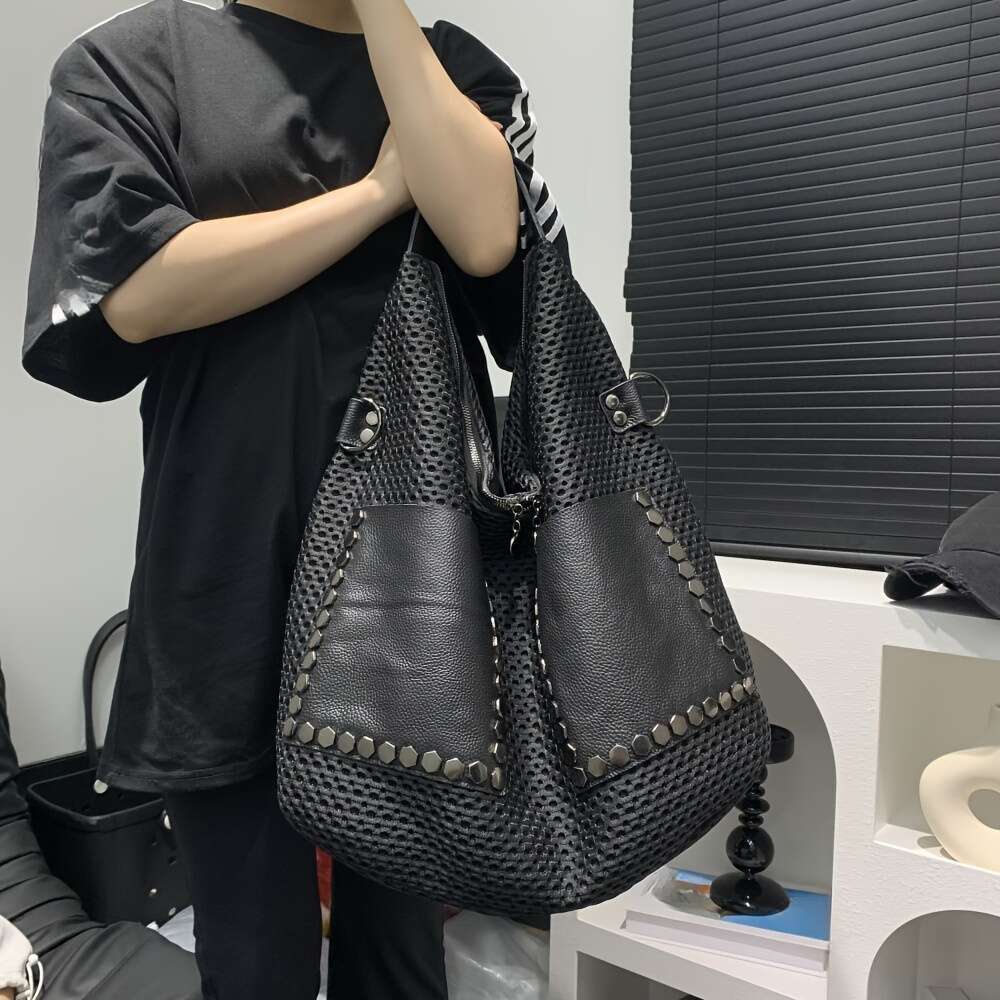 Large Capacity Ladies' Mesh Shoulder Bag, Casual and Fashionable Handbag