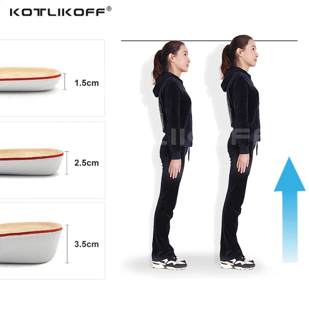 KOTLIKOFF Height Increase Insoles For Growth 1.5/2.5/3.5cm Invisible Height Lift Insole Inner Shoes Sole Heel Heightening Insert 241226