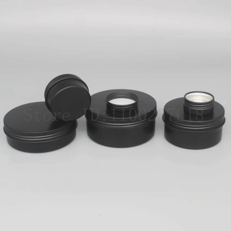 10 50 100pcs/lot Black Empty Round Aluminum Box Metal Tin Cans Cosmetic Cream DIY Refillable Jar Tea Aluminum Pot 241225