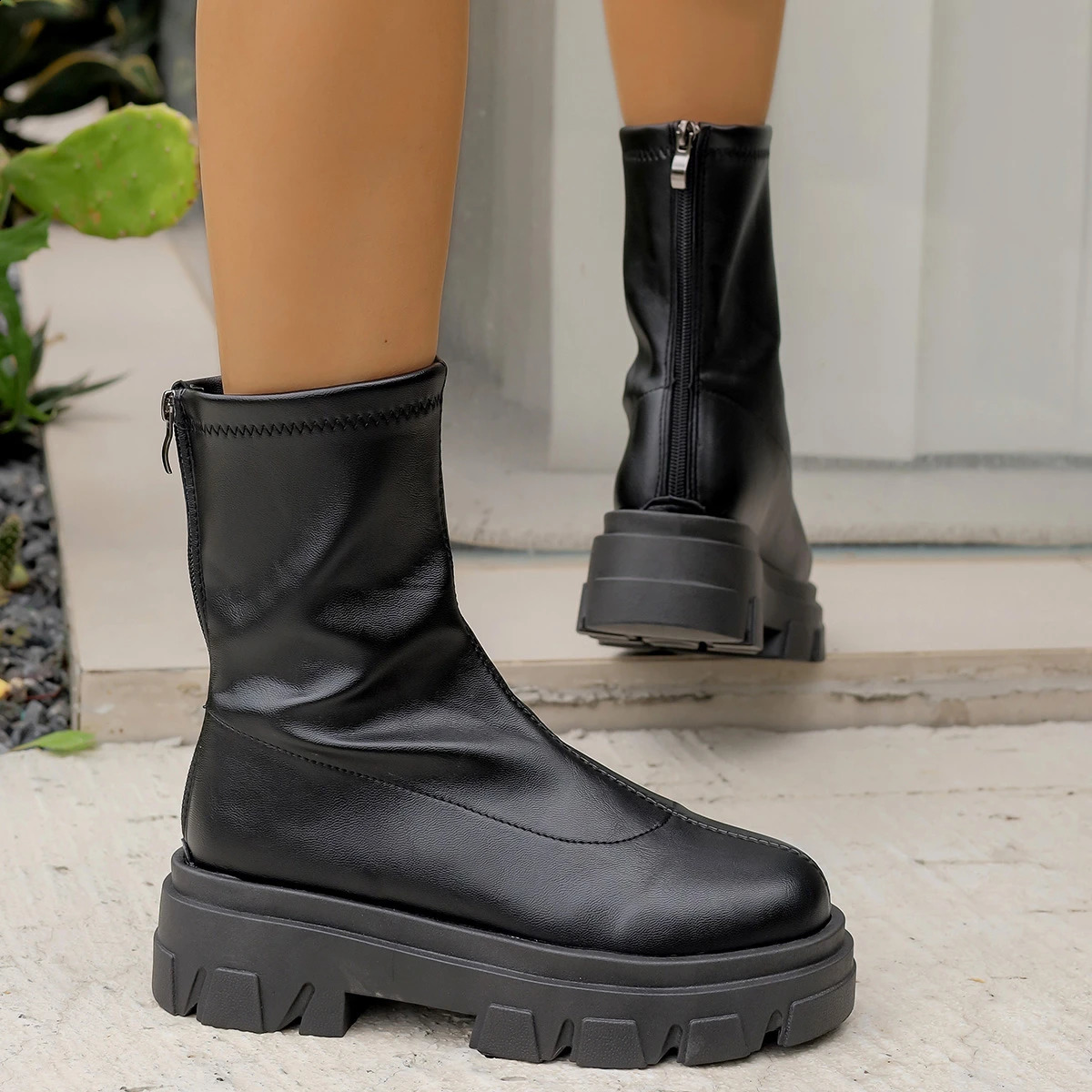 Women Chelsea Boots Winter Warm Comfortable Boots Women Non Slip British Style Zipper Goth Shoes for Women Botas De Mujer 241226