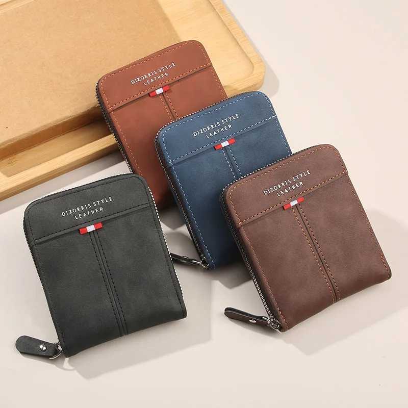 2025 new mens wallet short horiztal zipper three fold zero wallet casual buckle square bagXJ241225