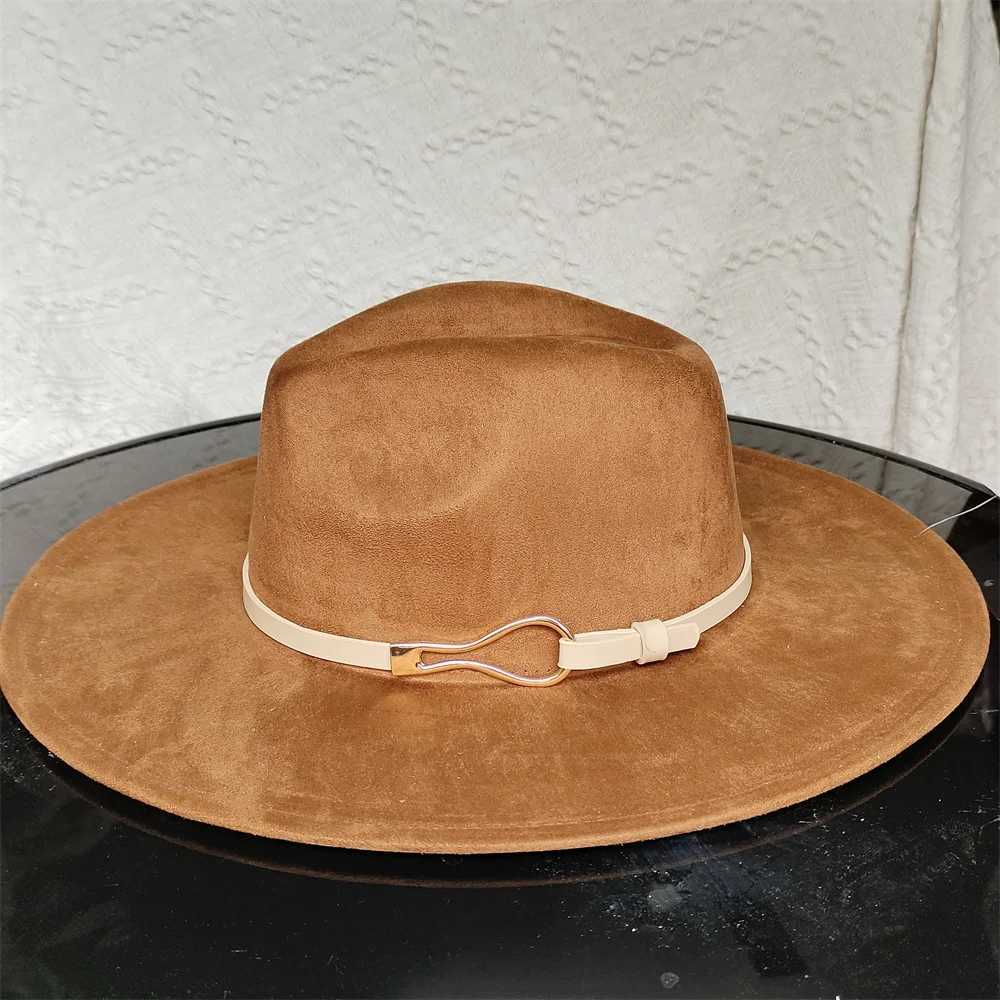 Colorful Suede Fedora Hat Mens and Womens Width Brim 9.5cm Jazz Hat White Gentleman Hat Band Accordies Fashion W241225