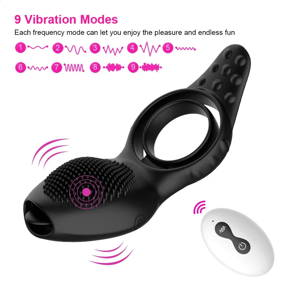 Strap On Penis Brush Vibrator For Couple Men Cock Rings Stretcher Lock Women Clitoris Licks Stimulator Anal Plug Sex Toys Adult 241226