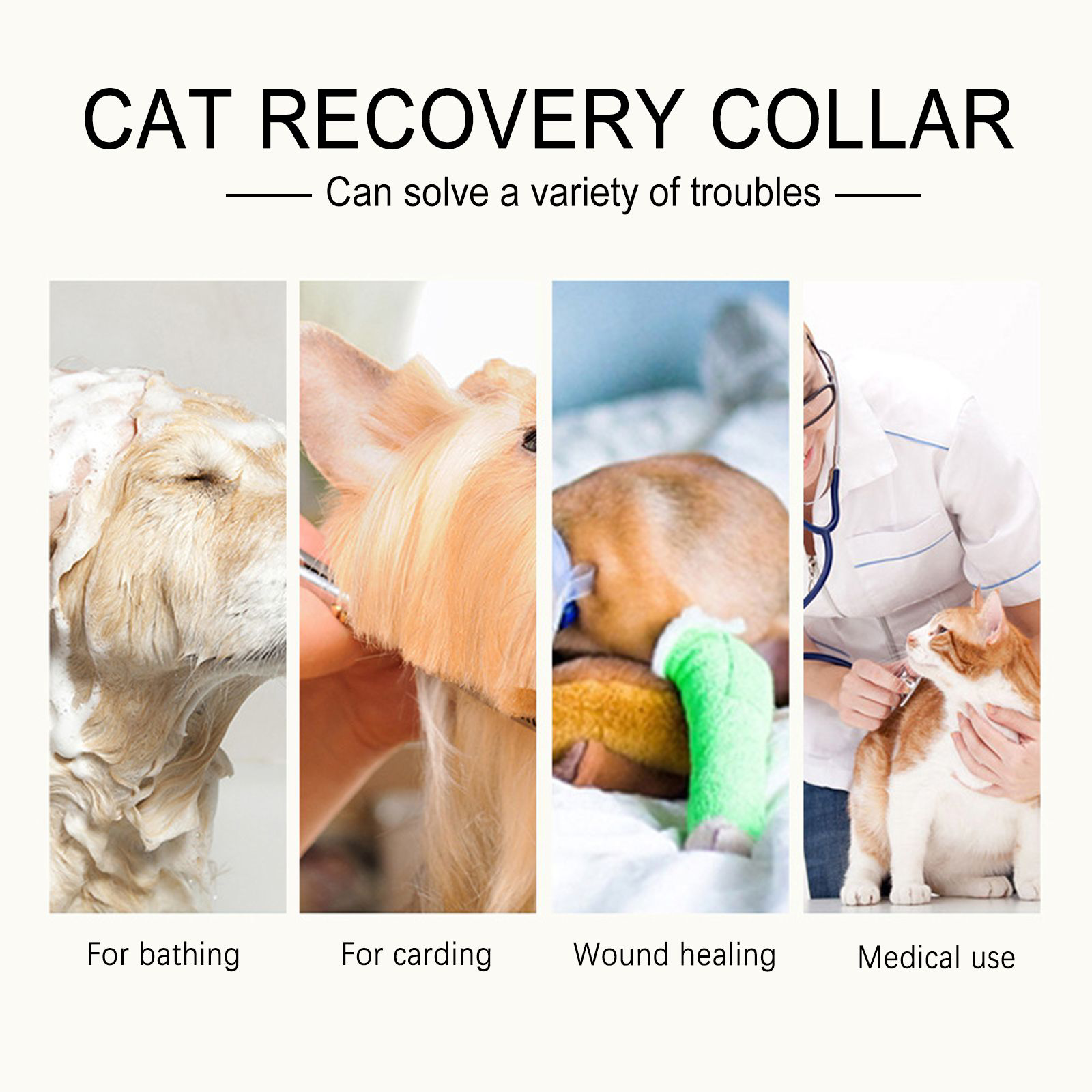 Elizabeth Circle Pet Infection Prevention Recovery Cone Cute Adjustable Collar Dog for Wound Heal Plastic Injury Lightweight