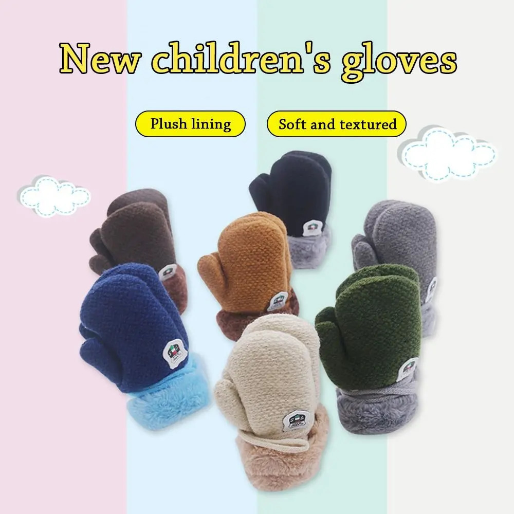 Winter Soft Plush Kids Gloves Cute Knitted Mittens Thick Warm For 29 years old 241225