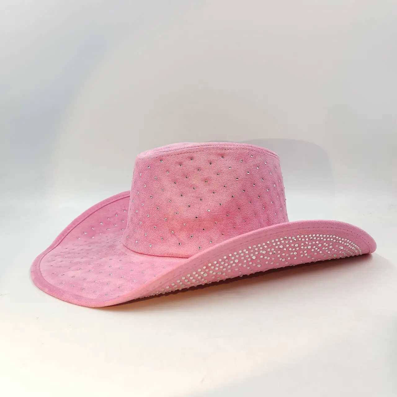 Rose red double-sided rhinestone cowboy hat black and white jazz hat western cowboy hat party stage hat W241225
