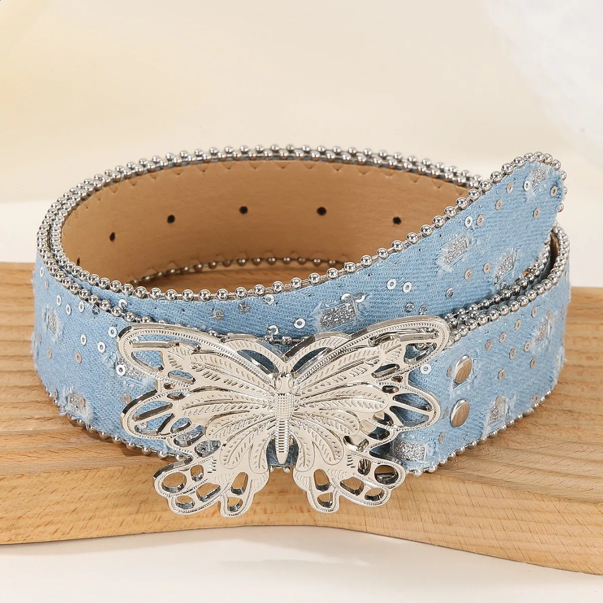Fashion Vintage Gothic Style Butterfly Smooth Buckle Bb Belt Womens Belt Y2k Jeans Womens Belt 241226