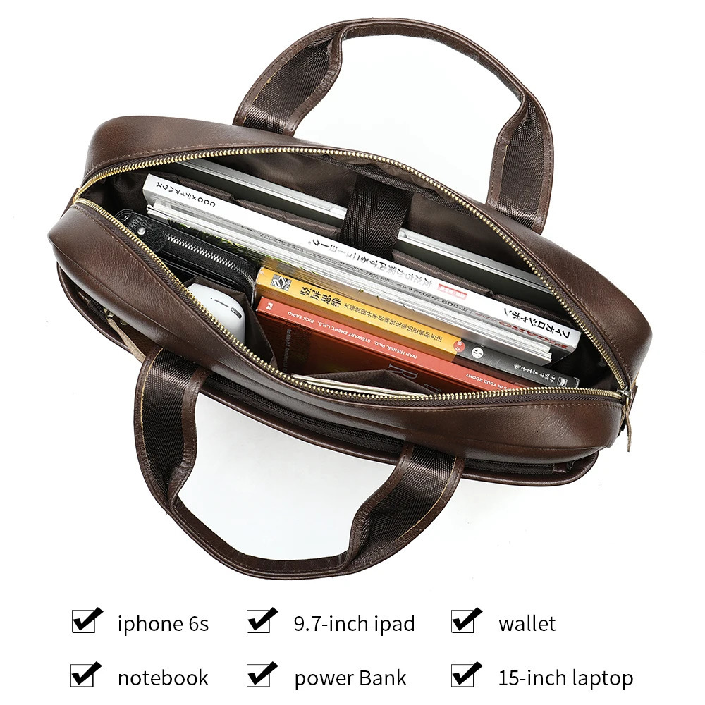 WESTAL Mens Bag Genuine Leather Men Briefcase for Laptop 14 Messenger Mens Leather Bag Business Portfolio for Document A4 7022 241225