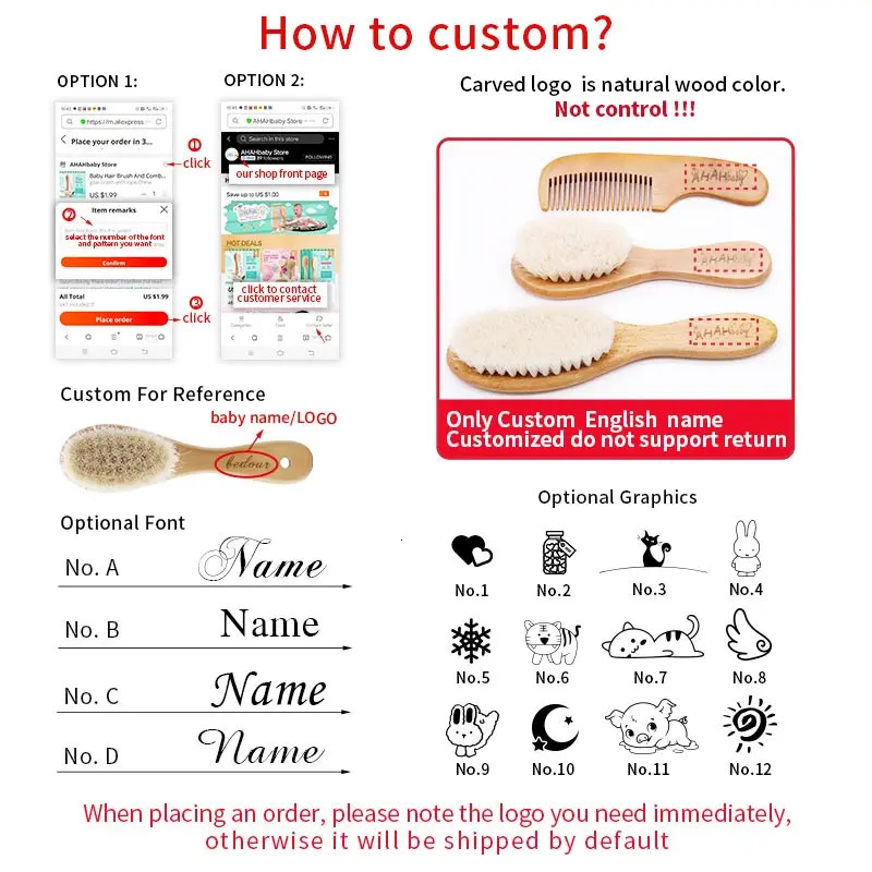 Personalized Wide Tooth Wood Combs for Hair Massage Scalp Bamboo Hair Brush Women Custom Styling Hair Comb Detangling HairBrush 241225