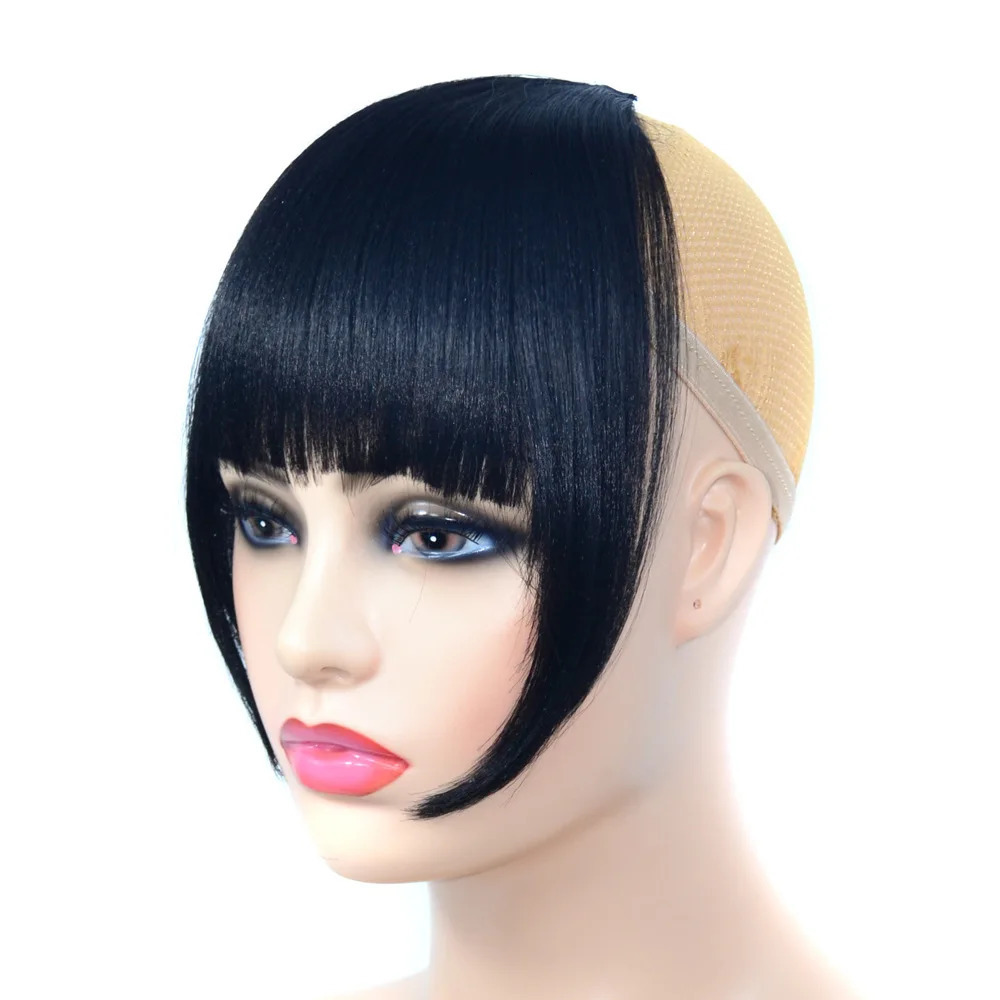 Synthetic Yaki Clip in Bangs Short Kinky Straight Hair Extensions Clip on Bangs with Temple Thick Bangs Fringe Hairpieces 241225