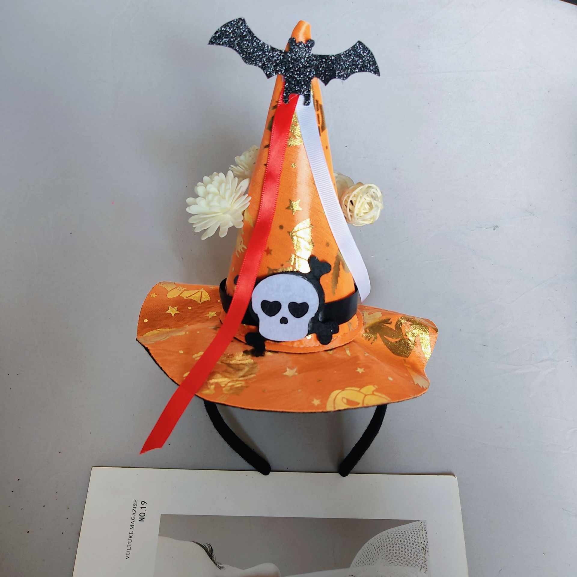 Magical Halloween Witch Hat Hair Band with Glittery Lace Detail - Perfect for Parties & Events