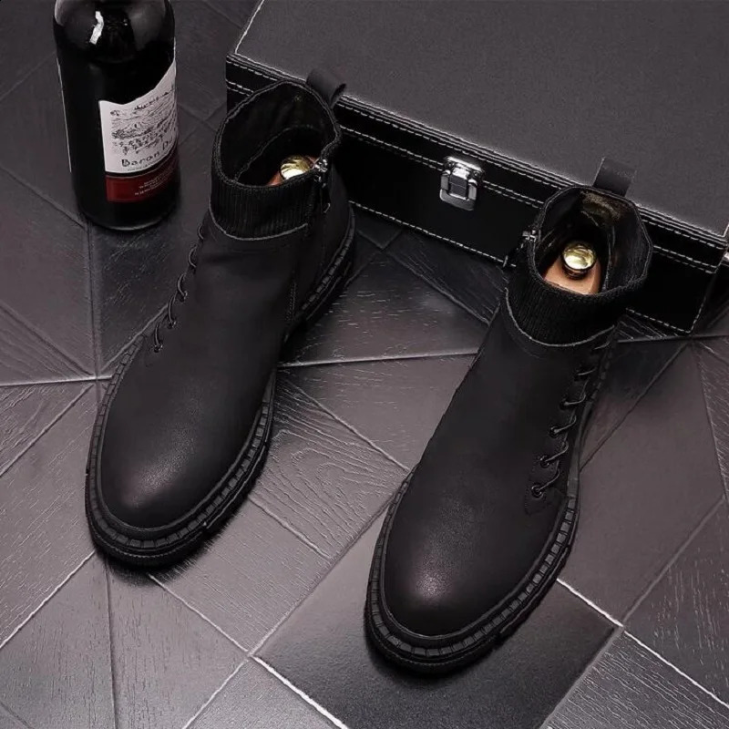 Fashion Martin Boots Men Trainers Driving Black Leather Wedding No Rivets Dress Flats Sneakers Shoes 34 241226