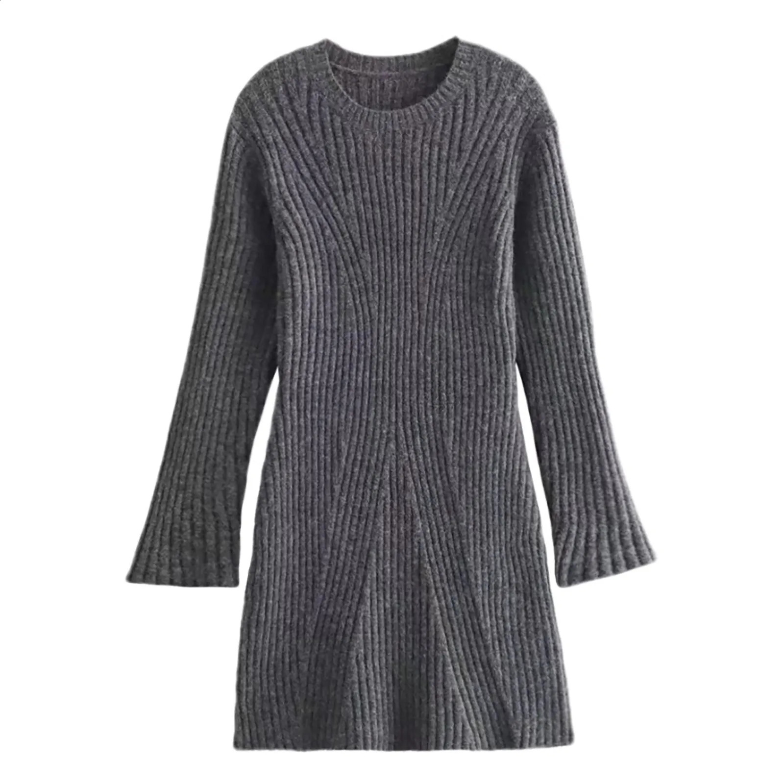 Sweater Dress Womens Elegant Solid Knitted Mini Dress Fashion Long Sleeve O Neck Sexy Dresses Autumn Winter Female A-Line Dress 241224