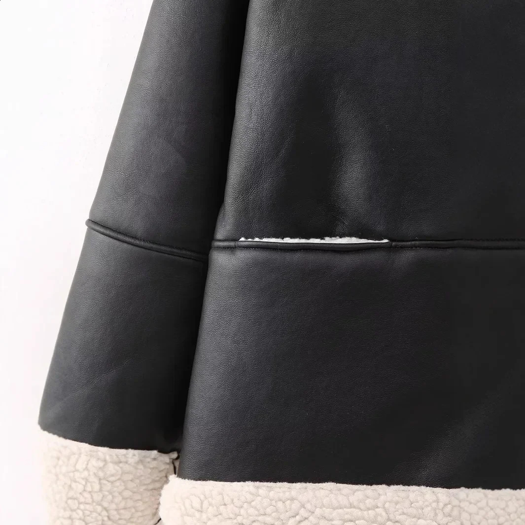 Tref Thick Leather Jacket Women Clothing Autumn and Winter Large Size Fashion Zipper Lamb Fur Coat Loose Fur Coat 241217
