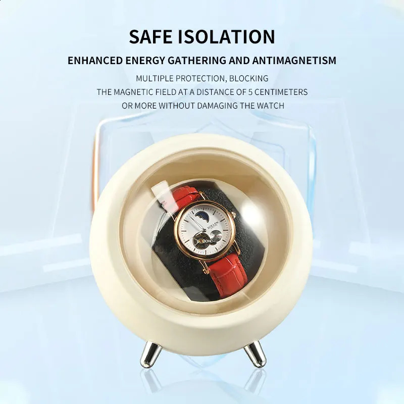 IBBETON Single Watch Winder for Automatic Watches Storage Box Automatic Winder Use USB Cable with Battery Mabuchi Mute 241226