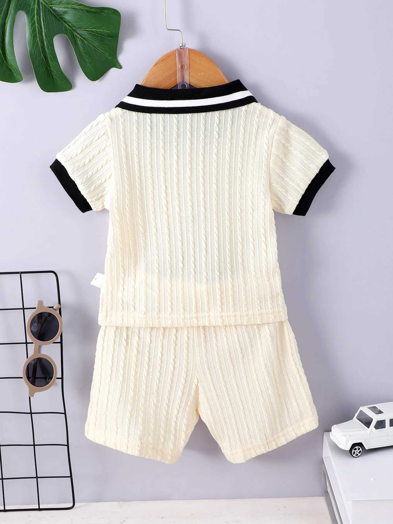 Clothing Sets Summer college style mens polo neck design feels simple suit color matching loose shirt casual pants mens baby fashionY2412251TPI
