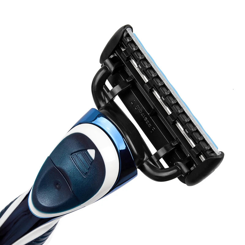 QShave Blue Series 5 Layer USA Blade Manual Razor Mens Shaving Razor with 6 Pieces X5 Blade and each Piece has trimmer Blade 241225
