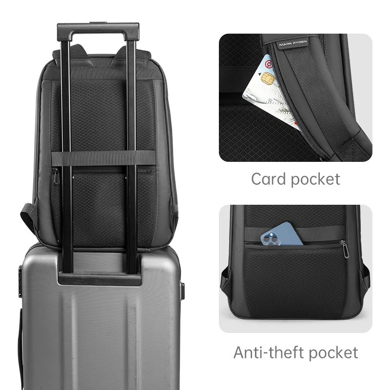 MARK RYDEN Minimalist Backpack Business Hard Shell Front Thin Laptop Backpack Black and Gray15.6 241225