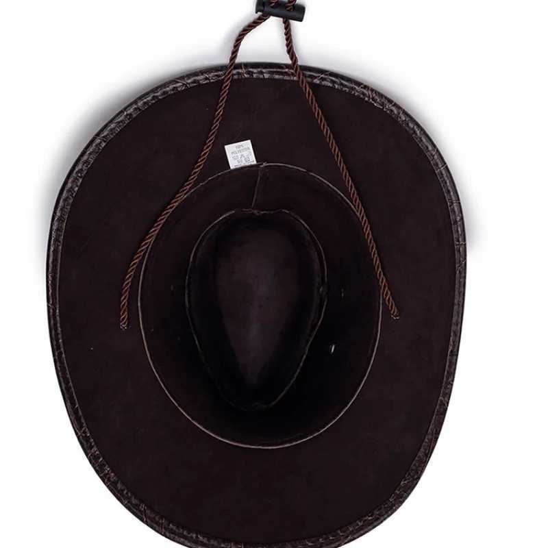 Leather printed denim hat - a unique Western style hat for men and women W241225