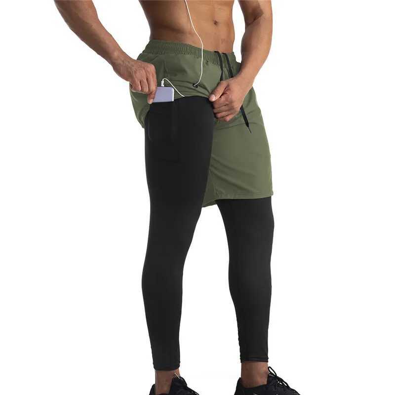 Mens Running Shorts 2 In 1 Sports Shorts Bodybuilding Men Soccer Workout Jogging Short Pants Quick Dry Gym Sport Fitness ShortsXJ241226