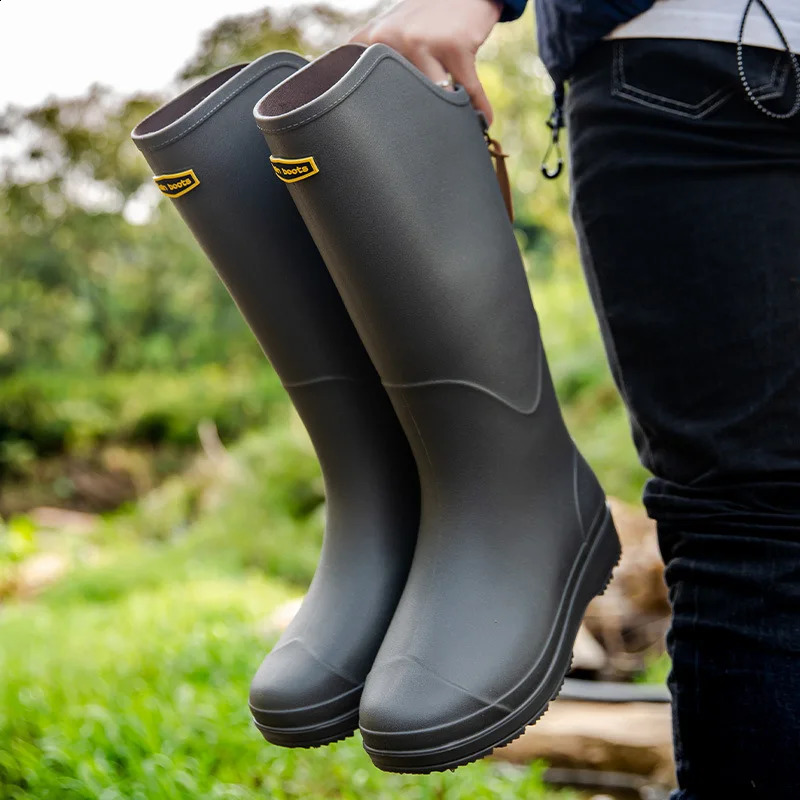 Rain Boots High-top Same Style for Men and Women Waterproof Shoes Long Boots Rubber Shoes Lightweight Non-slip Overshoes 241226