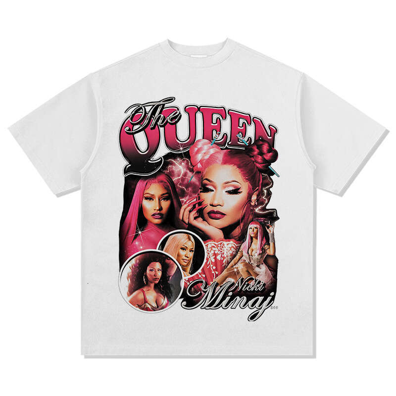 Mina Nicki Min printed American hip-hop street short sleeved T-shirt washed with pure cotton top for men
