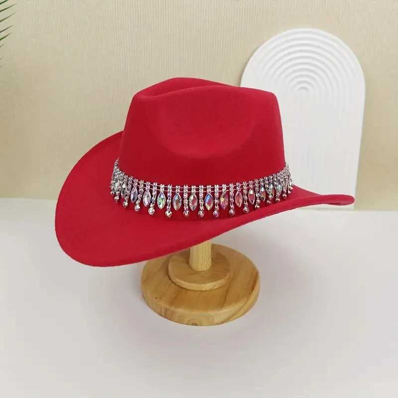 Crystal Cowboy Hat for Disco Cocktail Parties Vacation Women Western Bride Wide Brim Fedora Hat Performance CS W241225