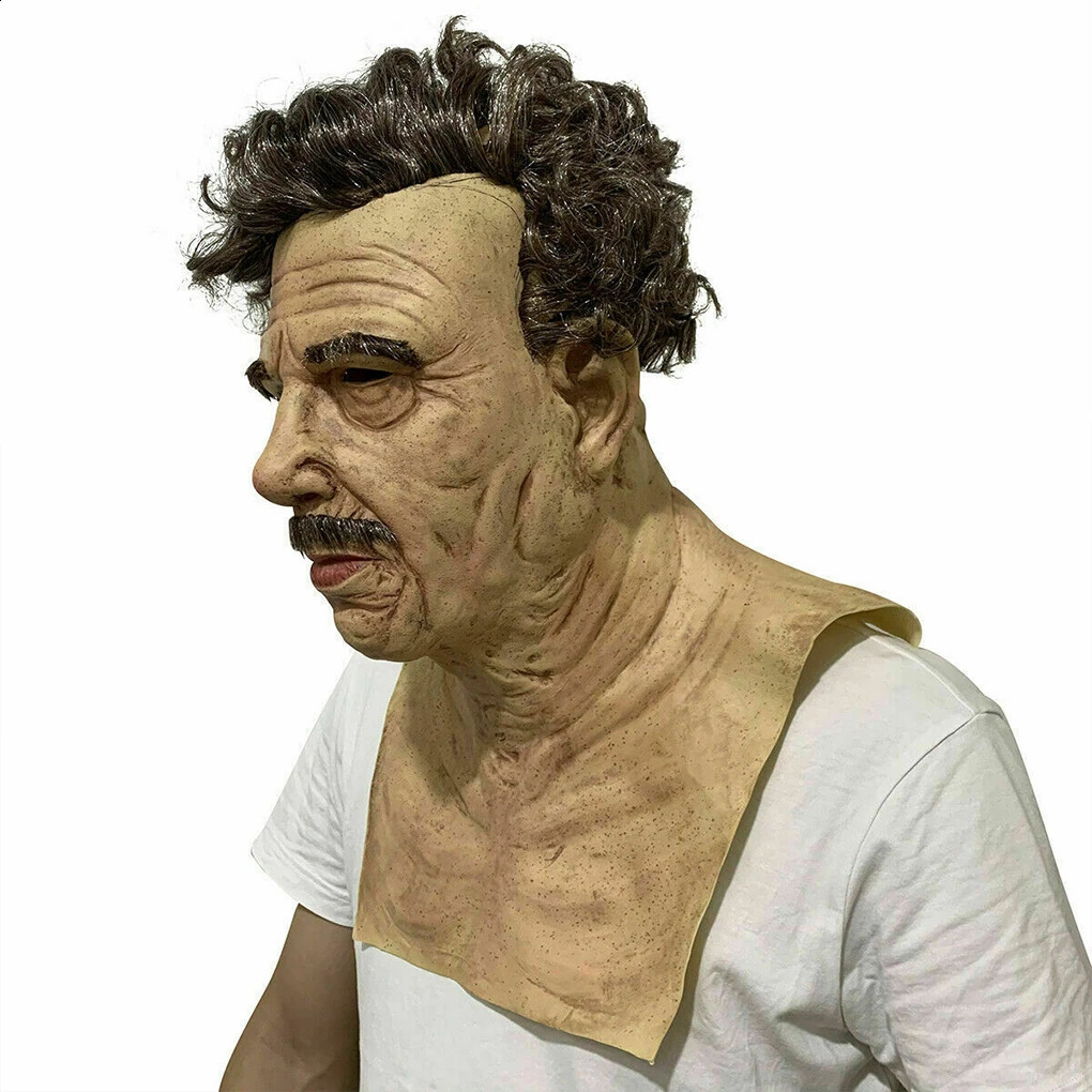 Scary Headgear Full Face Upper Body Party Prop Mr. white Adults 3D Simulation Latex Halloween Handsome Man Spoof Funny Mask 241225