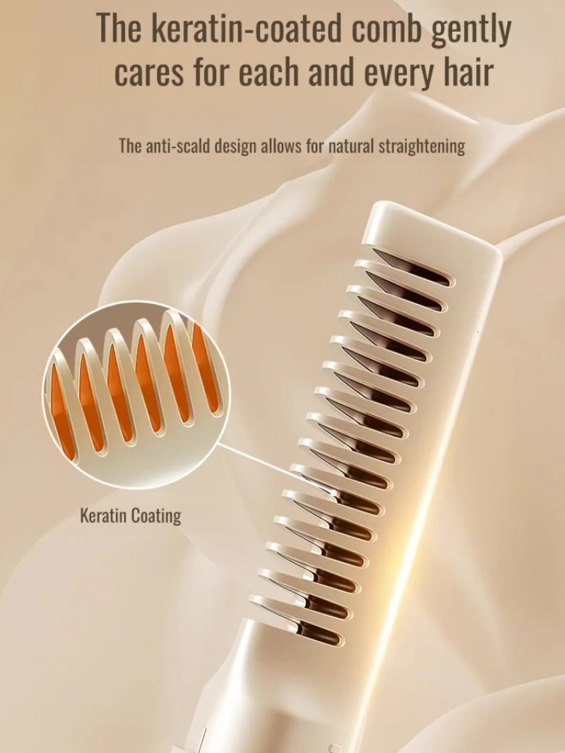 Home Small Charging Wireless Straight Hair Comb Portable Curling Iron Dual Purpose Straight Roll 241225